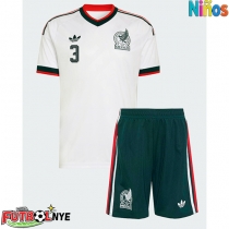 Camiseta México Cesar Montes #3 Visitante Equipación para niños Mundial 2026 manga corta (+ pantalones cortos)